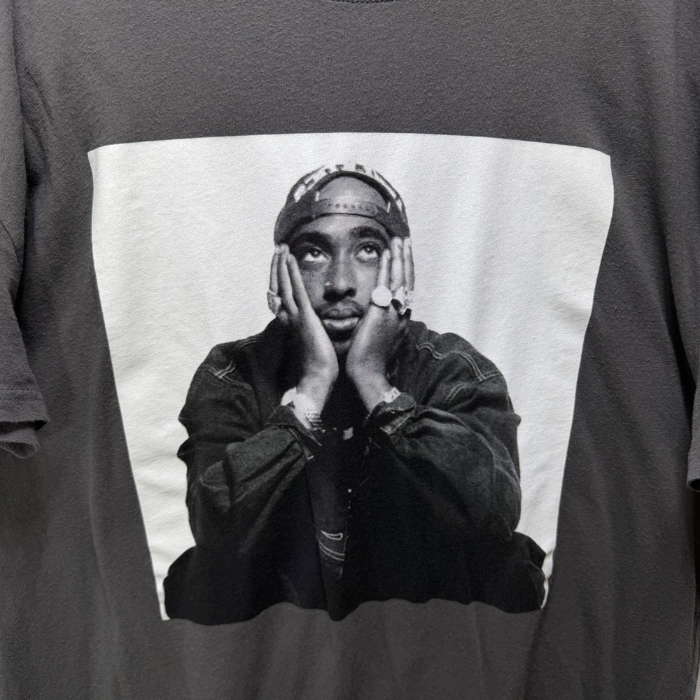 Graphic T-Shirt Charcoal Gray Logo Crew Neck Short Sleeve Tee Rap Music XL